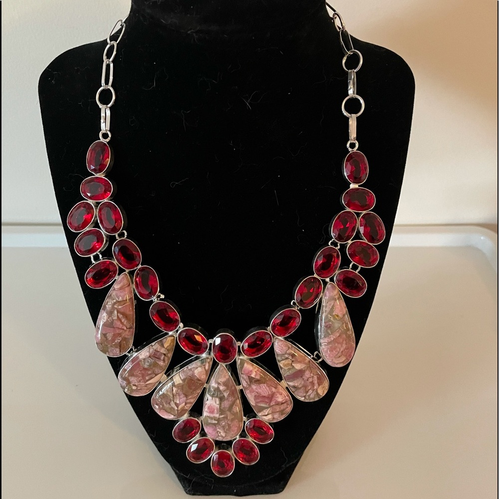 Rhodochrosite, red garnet necklace - Picture 2 of 5